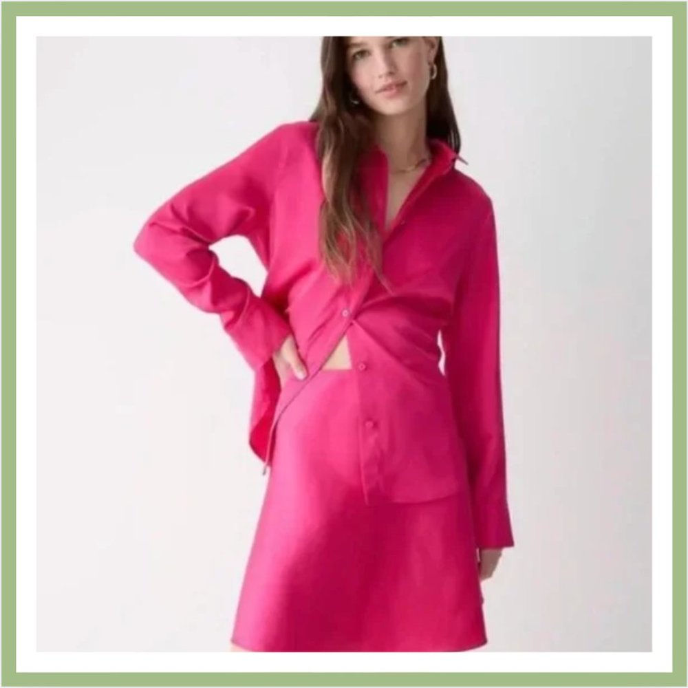 J.Crew Fuchsia Pink Gwen Pull On Mini Slip Skirt Size XXS (fits like XS)